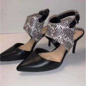 Black and Snake Skin Heels, 7M